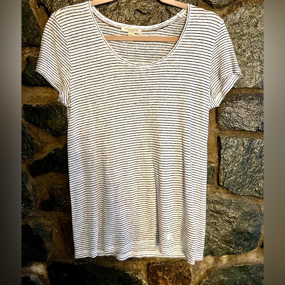 Burberry Brit white and black stripe tee